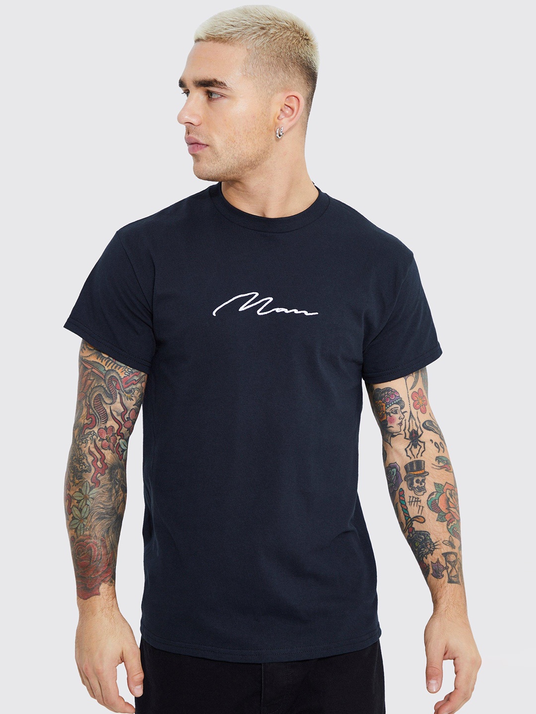 

boohooMAN Solid Pure Cotton T-shirt, Black