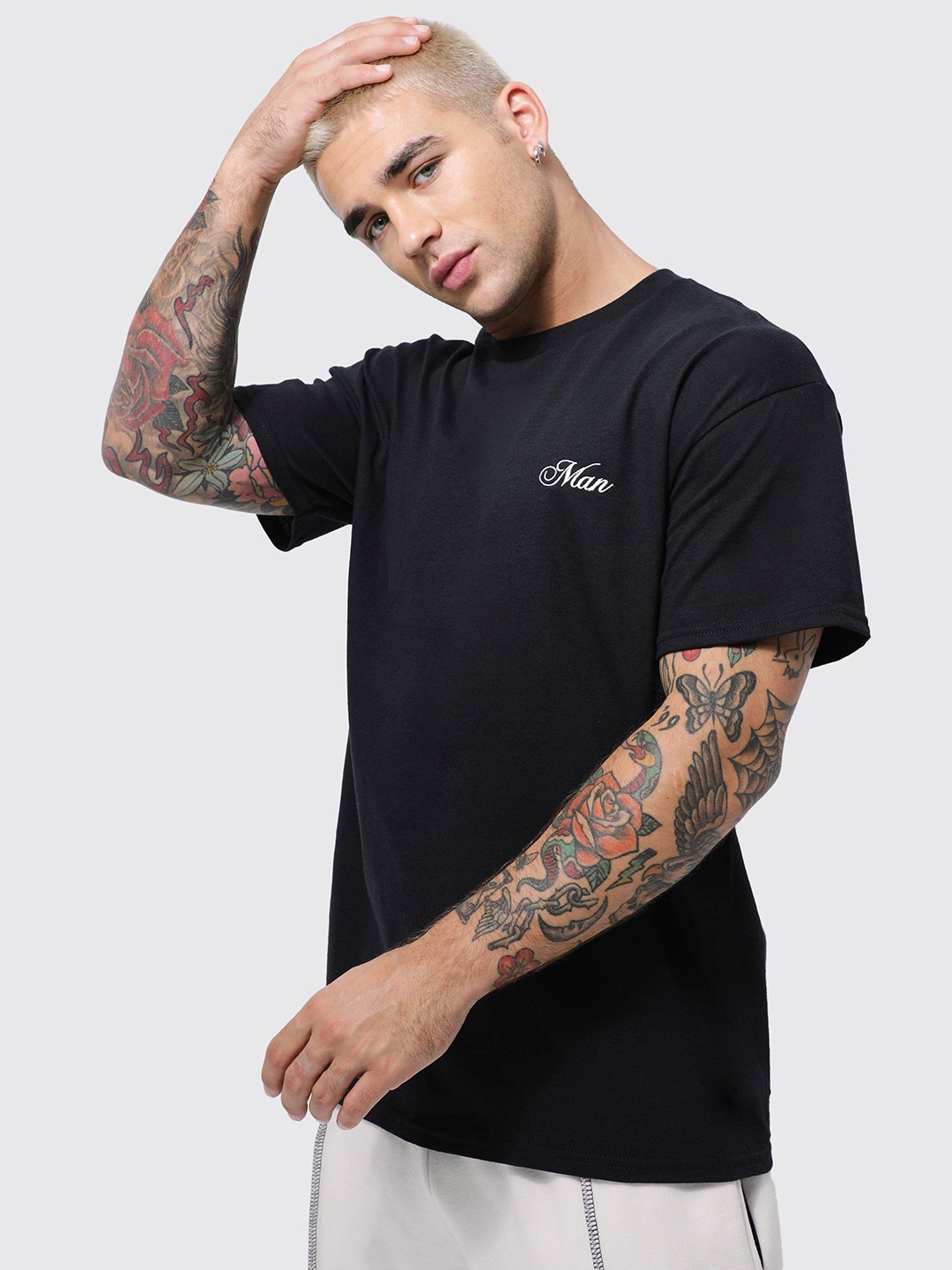 

boohooMAN Pure Cotton T-shirt, Black