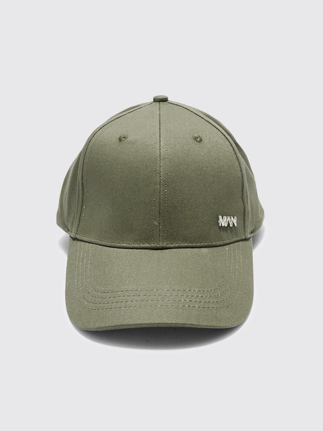 

boohooMAN Metal Branded Baseball Cap, Olive