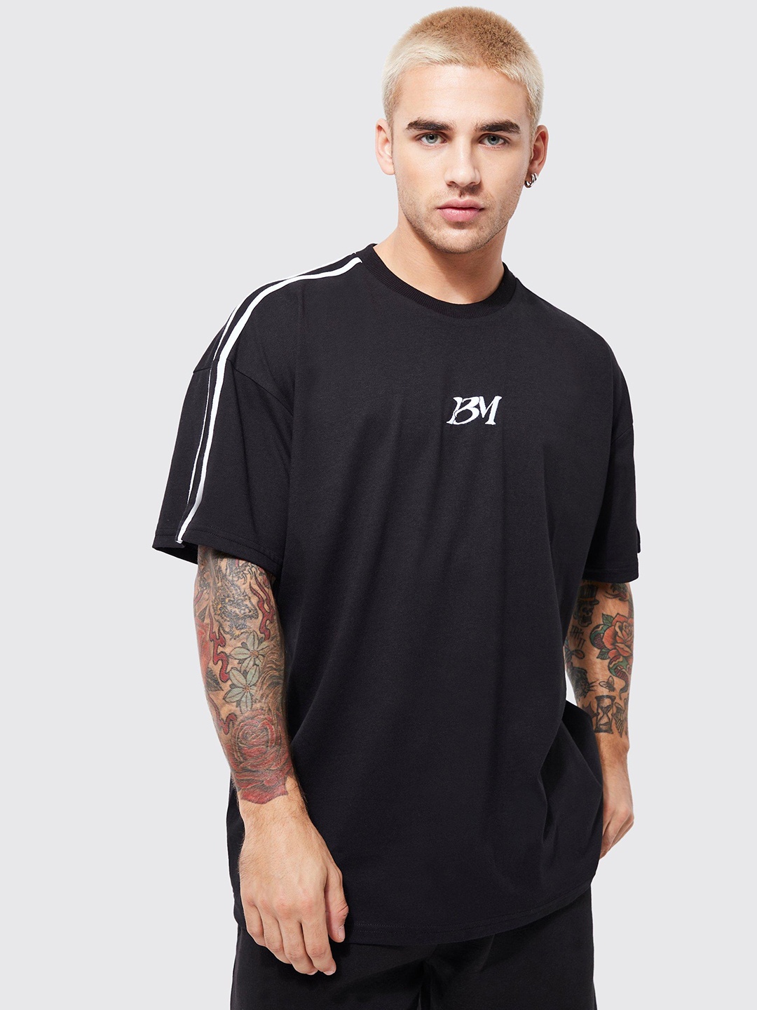 

boohooMAN Pure Cotton Oversized T-shirt, Black