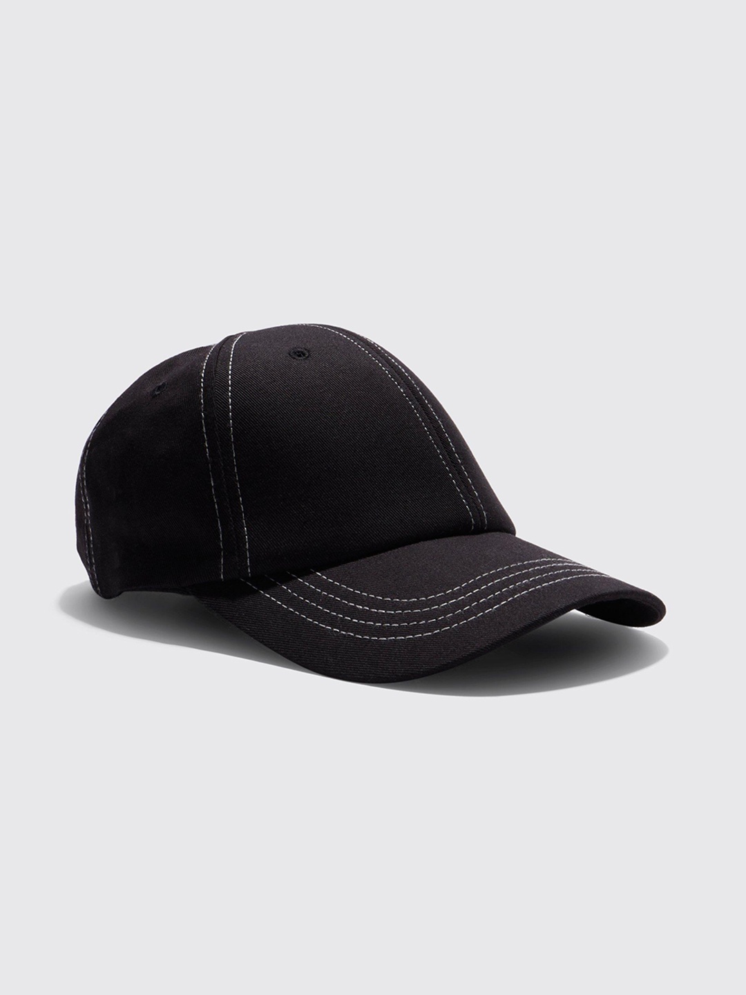 

boohooMAN Stitch Design Pure Cotton Baseball Cap, Black