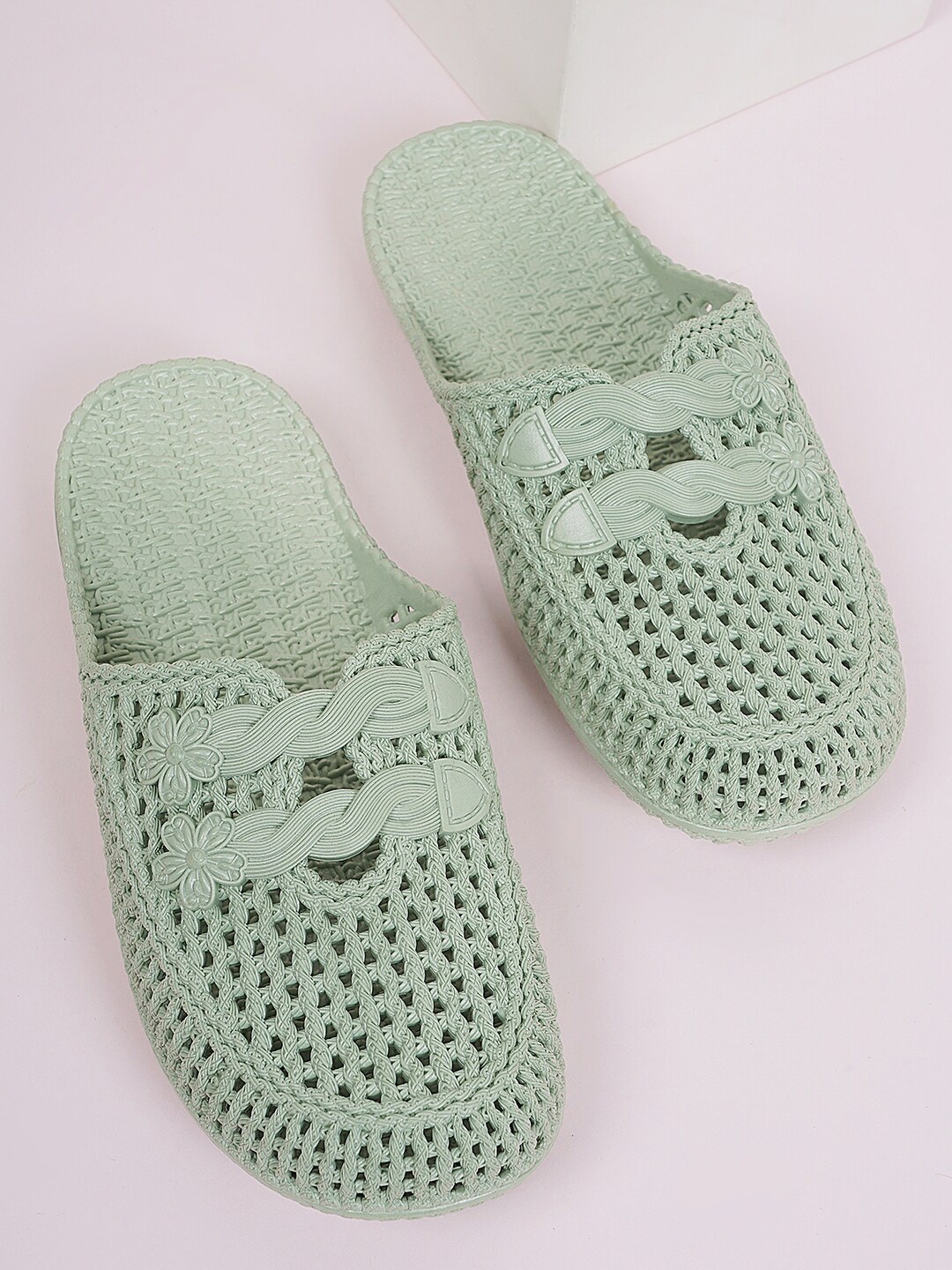 

Style Shoes Women Self Design Clogs, Sea green