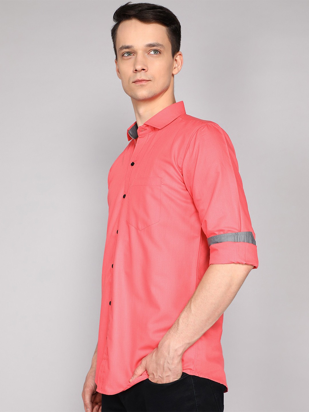 

ETHNIC TRENDZ Standard Opaque Casual Shirt, Pink