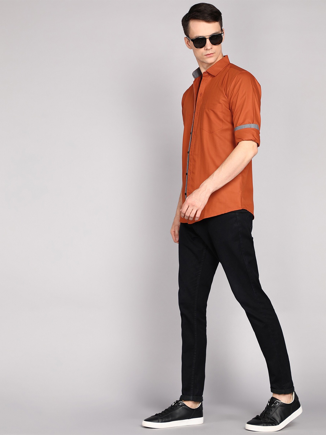 

ETHNIC TRENDZ Standard Opaque Casual Shirt, Orange