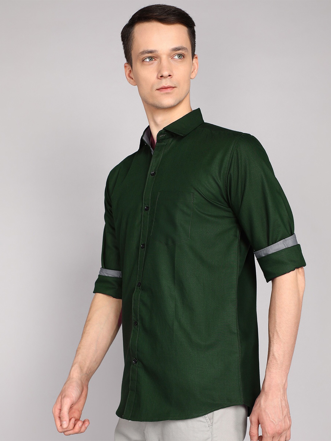 

ETHNIC TRENDZ Standard Opaque Casual Shirt, Green