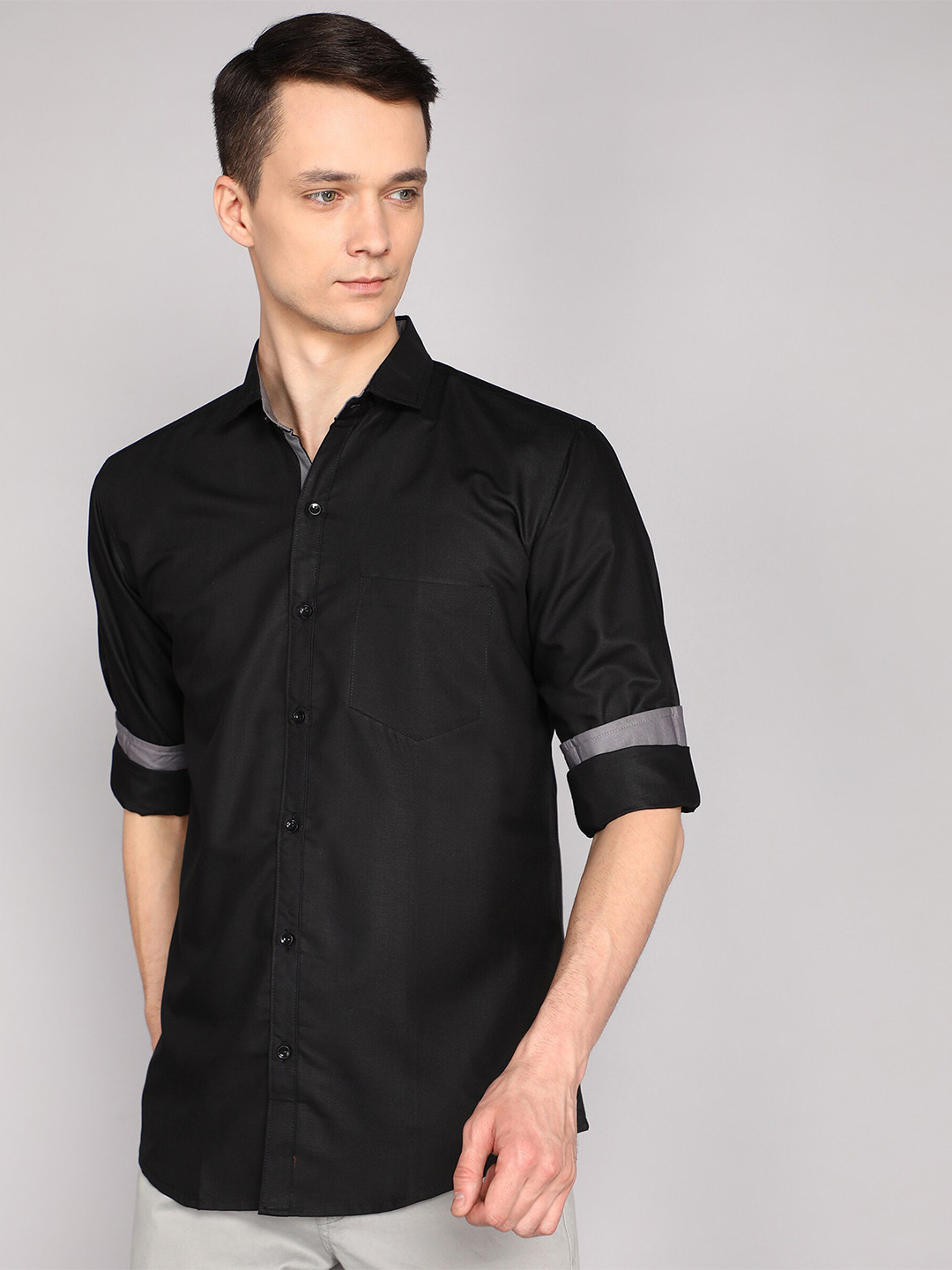 

ETHNIC TRENDZ Standard Opaque Casual Shirt, Black