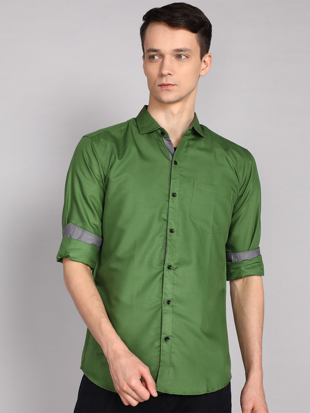 

ETHNIC TRENDZ Men Standard Opaque Cotton Casual Shirt, Green