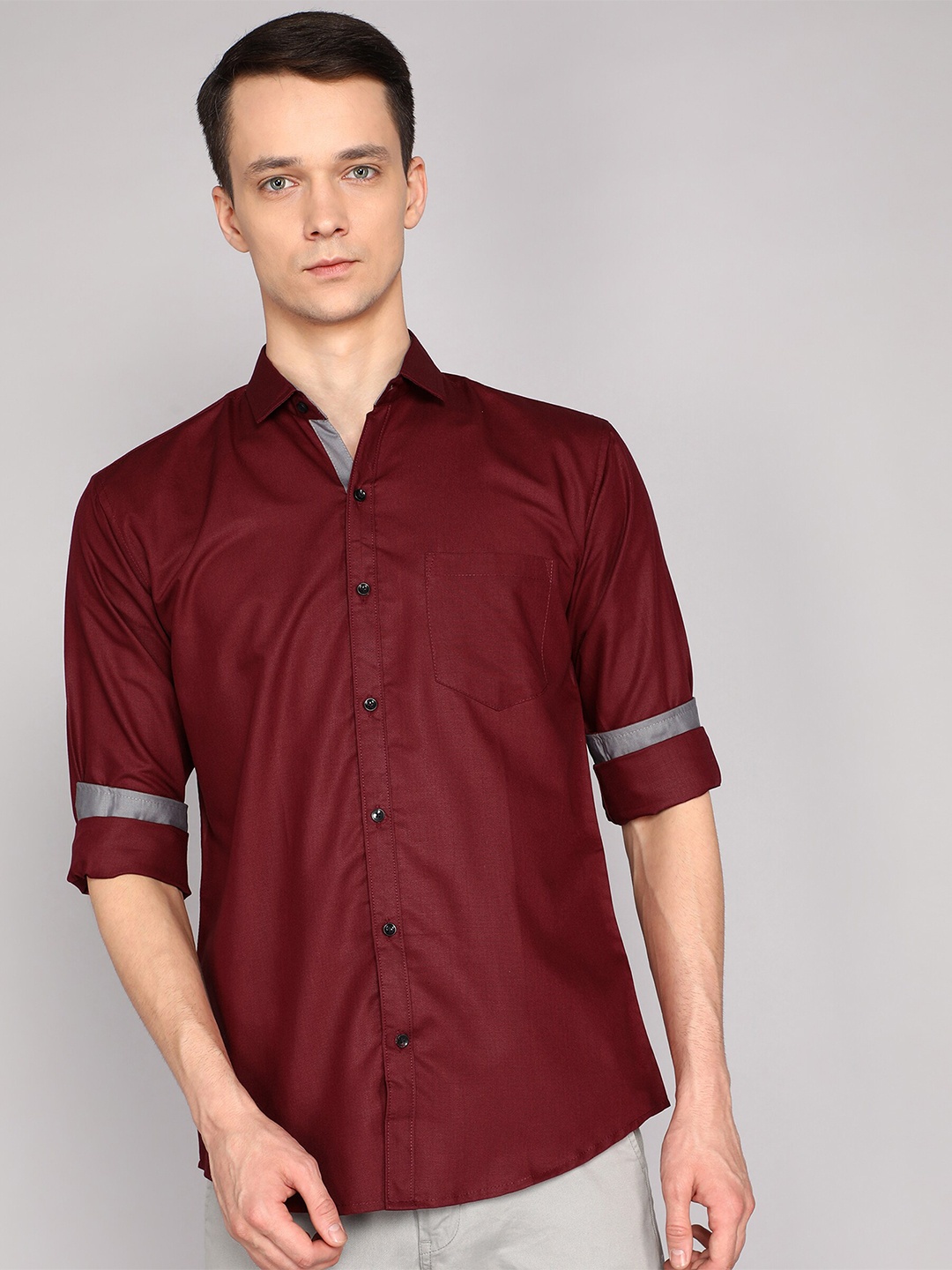 

ETHNIC TRENDZ Standard Opaque Casual Shirt, Maroon