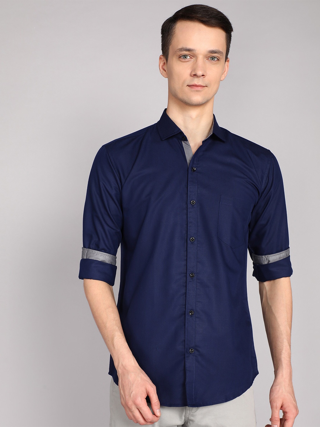 

ETHNIC TRENDZ Standard Opaque Casual Shirt, Navy blue