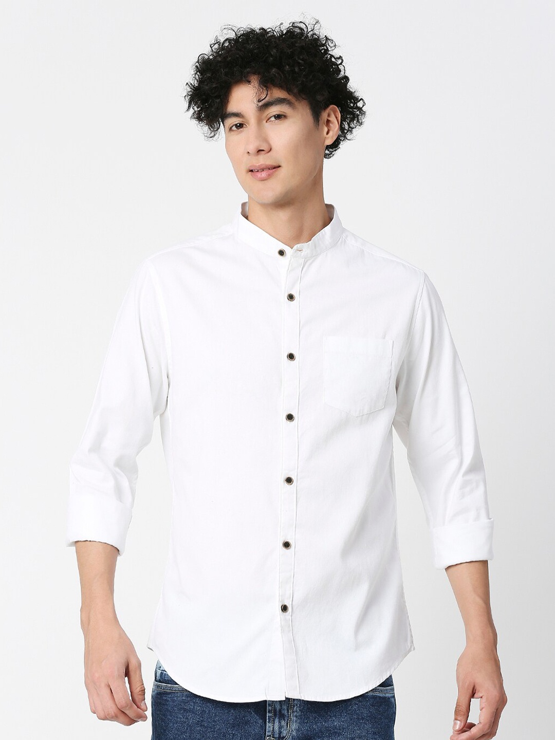 

VALEN CLUB Slim Fit Pure Cotton Casual Shirt, White