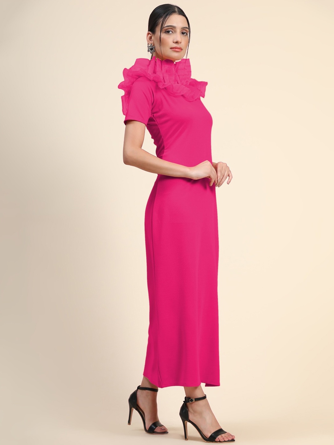 

UDBHAV TEXTILE Ruffled Maxi Dress, Pink