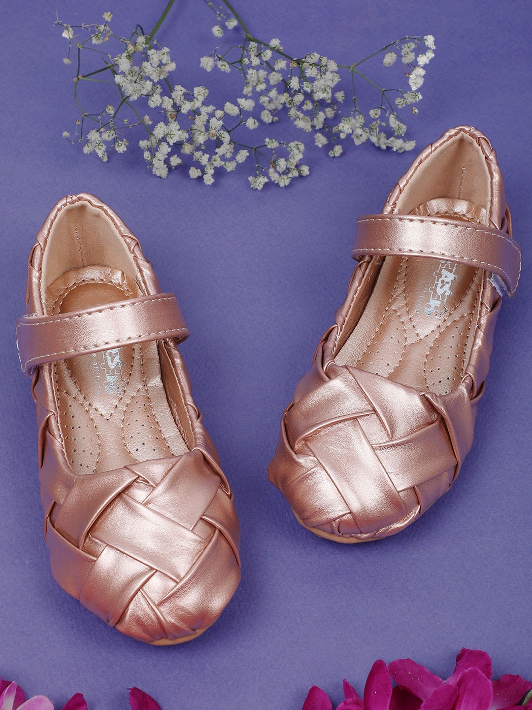 

Baby Moo Girls Textured Party Ballerinas, Rose