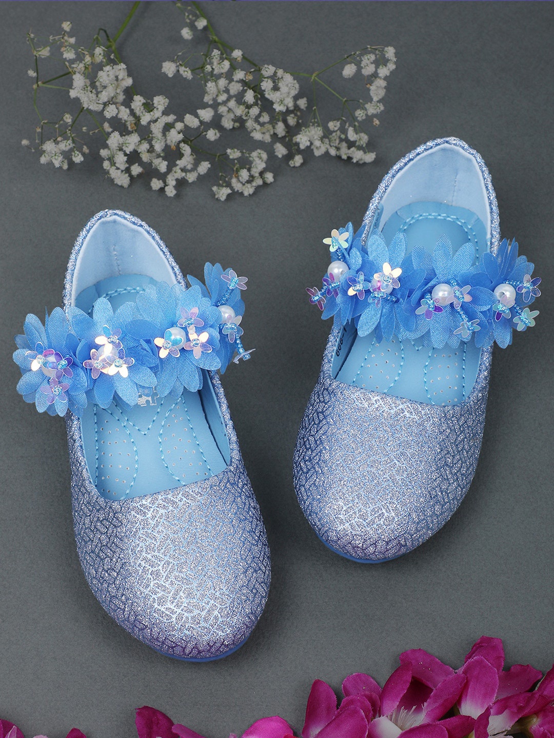 

Baby Moo Girls Embellished Round Toe Ballerinas, Blue