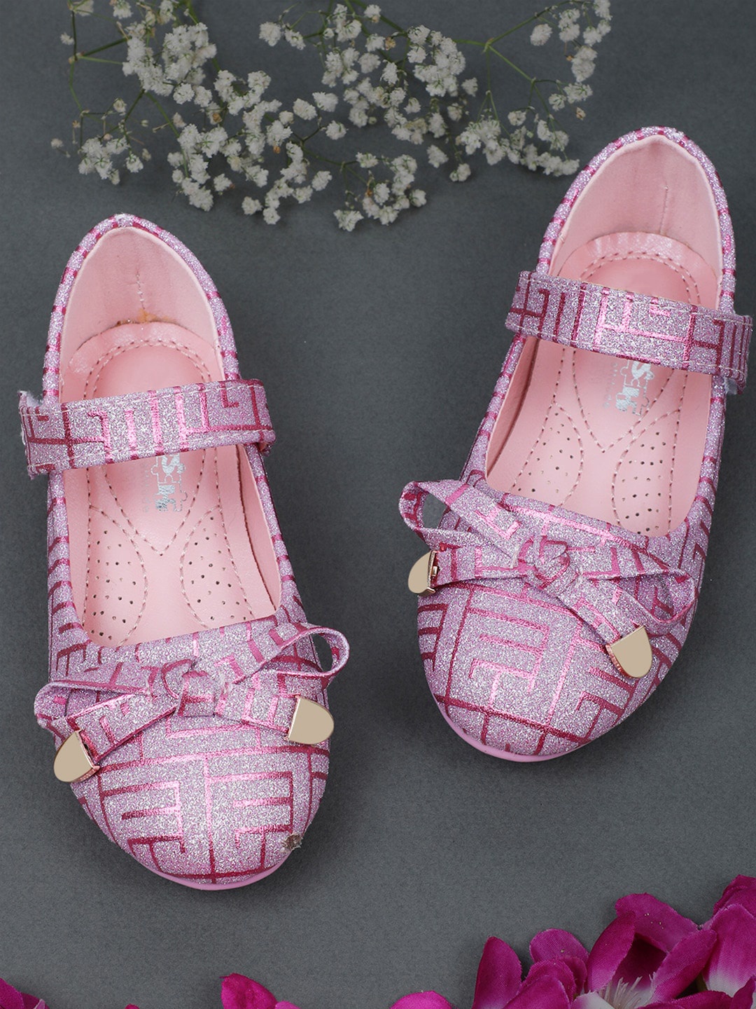 

Baby Moo Girls Embellished Party Ballerinas With Bows, Pink
