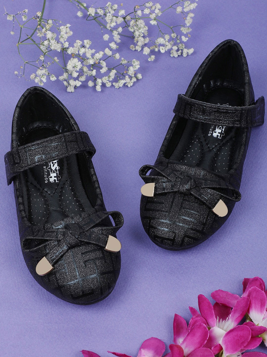

Baby Moo Girls Embellished Party Ballerinas With Bows, Black