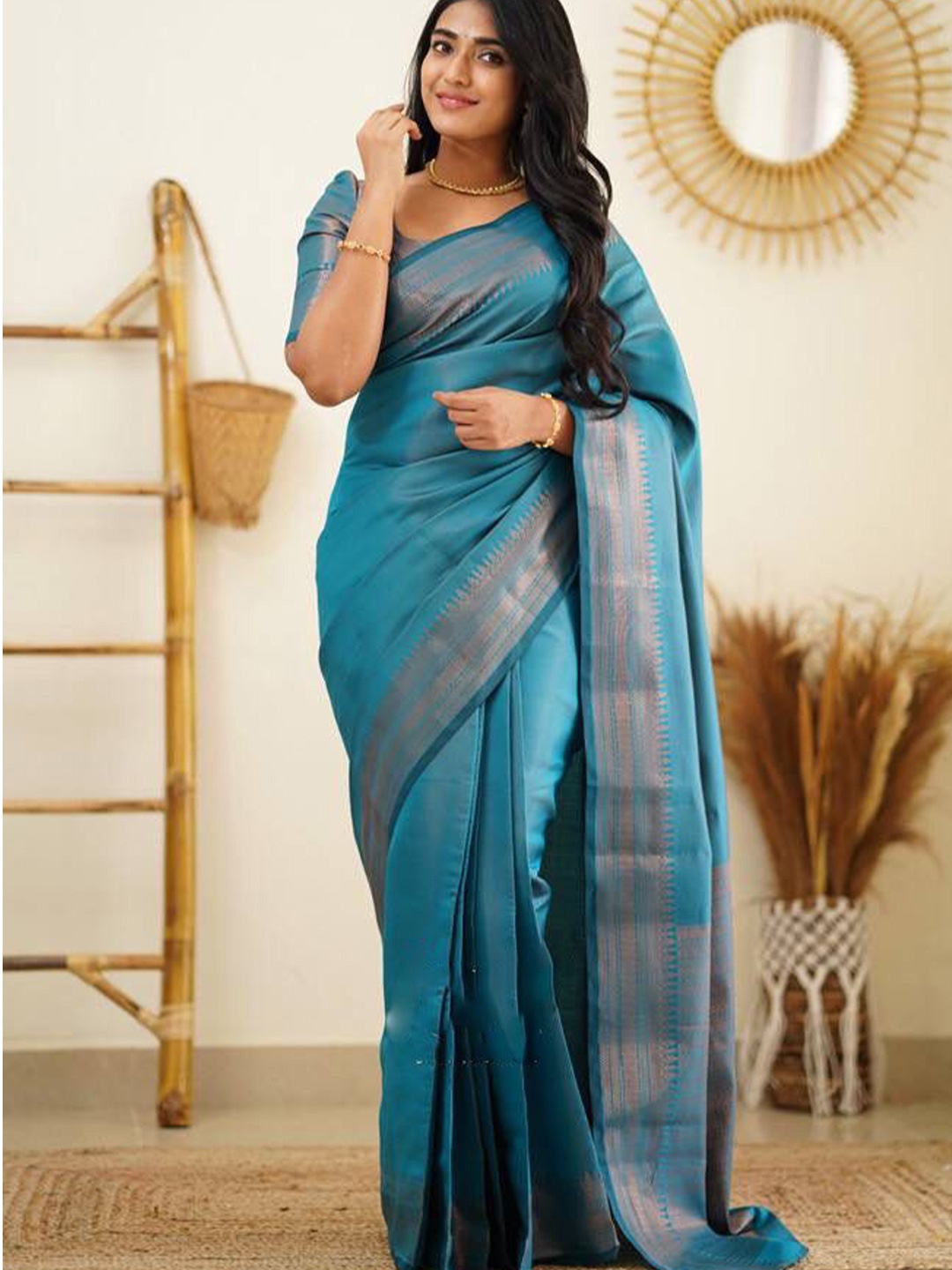 

Fab Viva Zari Banarasi Saree, Blue