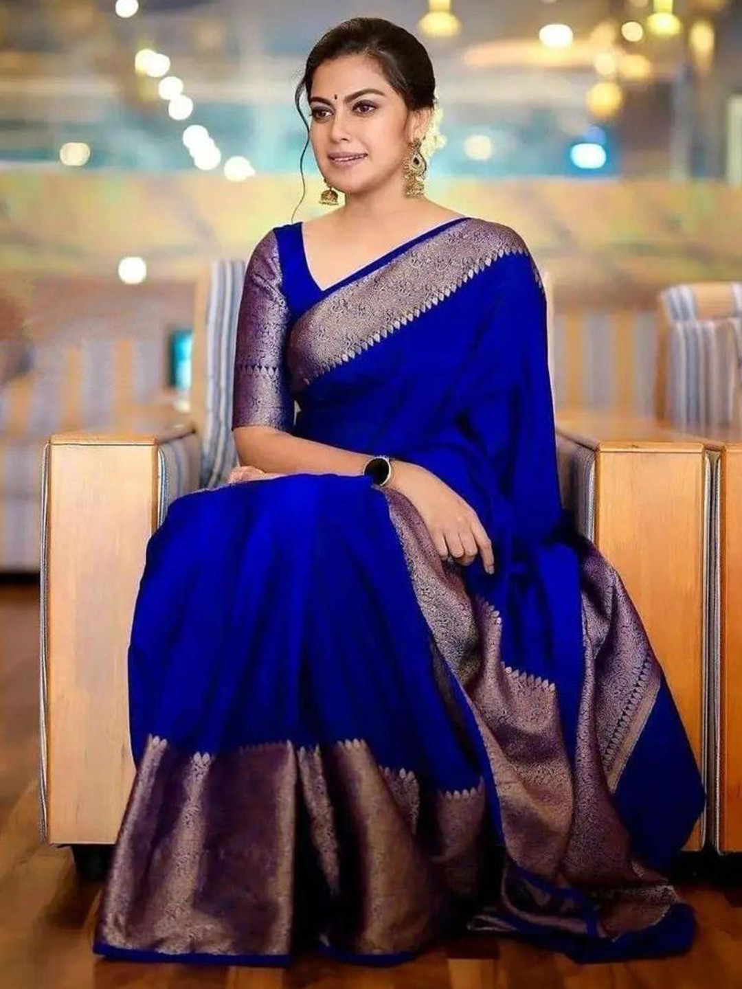 

Fab Viva Zari Banarasi Saree, Blue