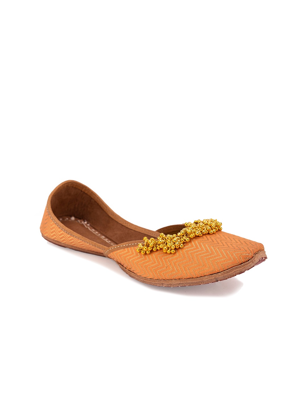 

5 ELEMENTS Embellished Mojaris Flats, Orange