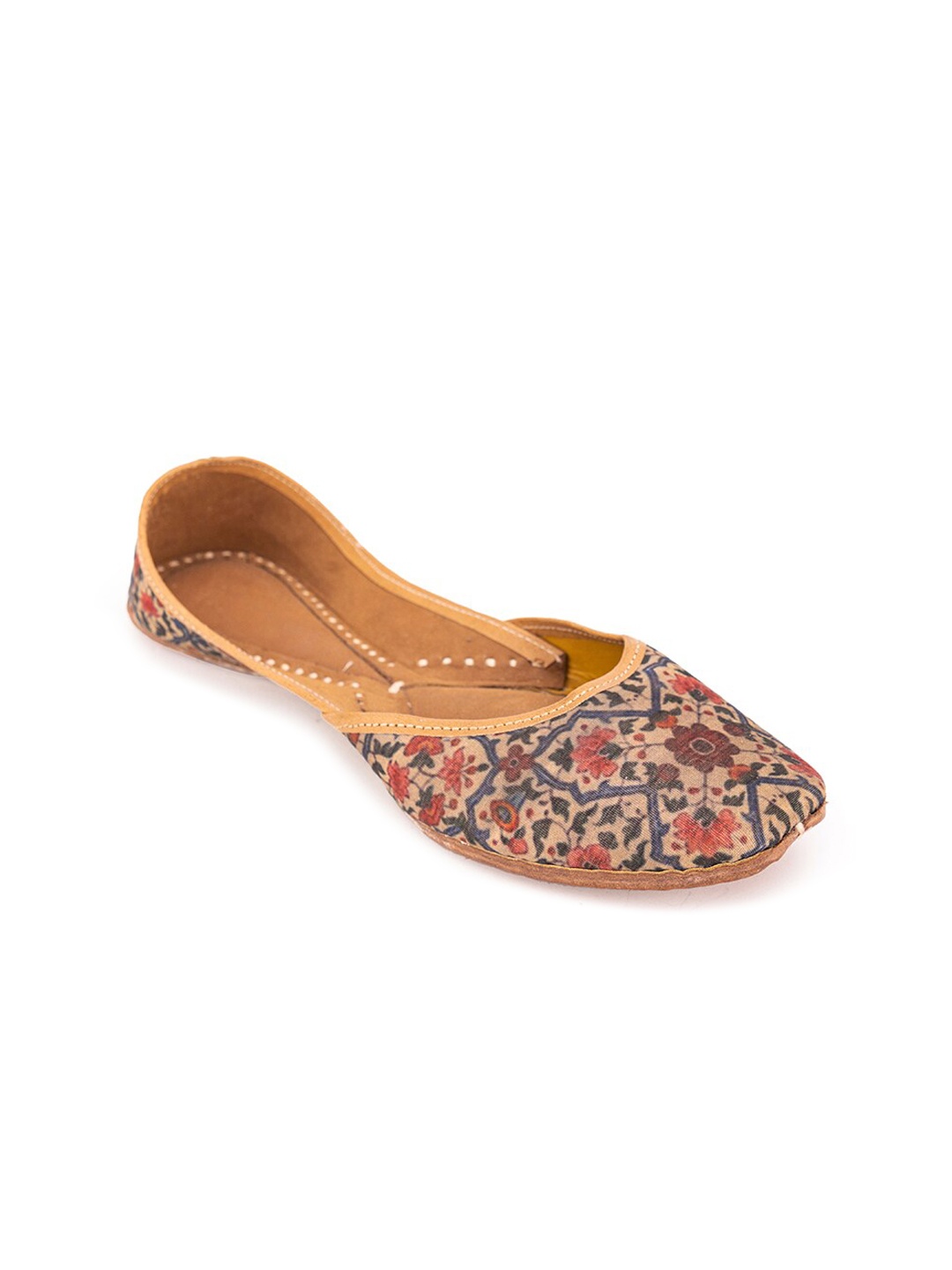 

5 ELEMENTS Printed Square Toe Mojaris, Beige