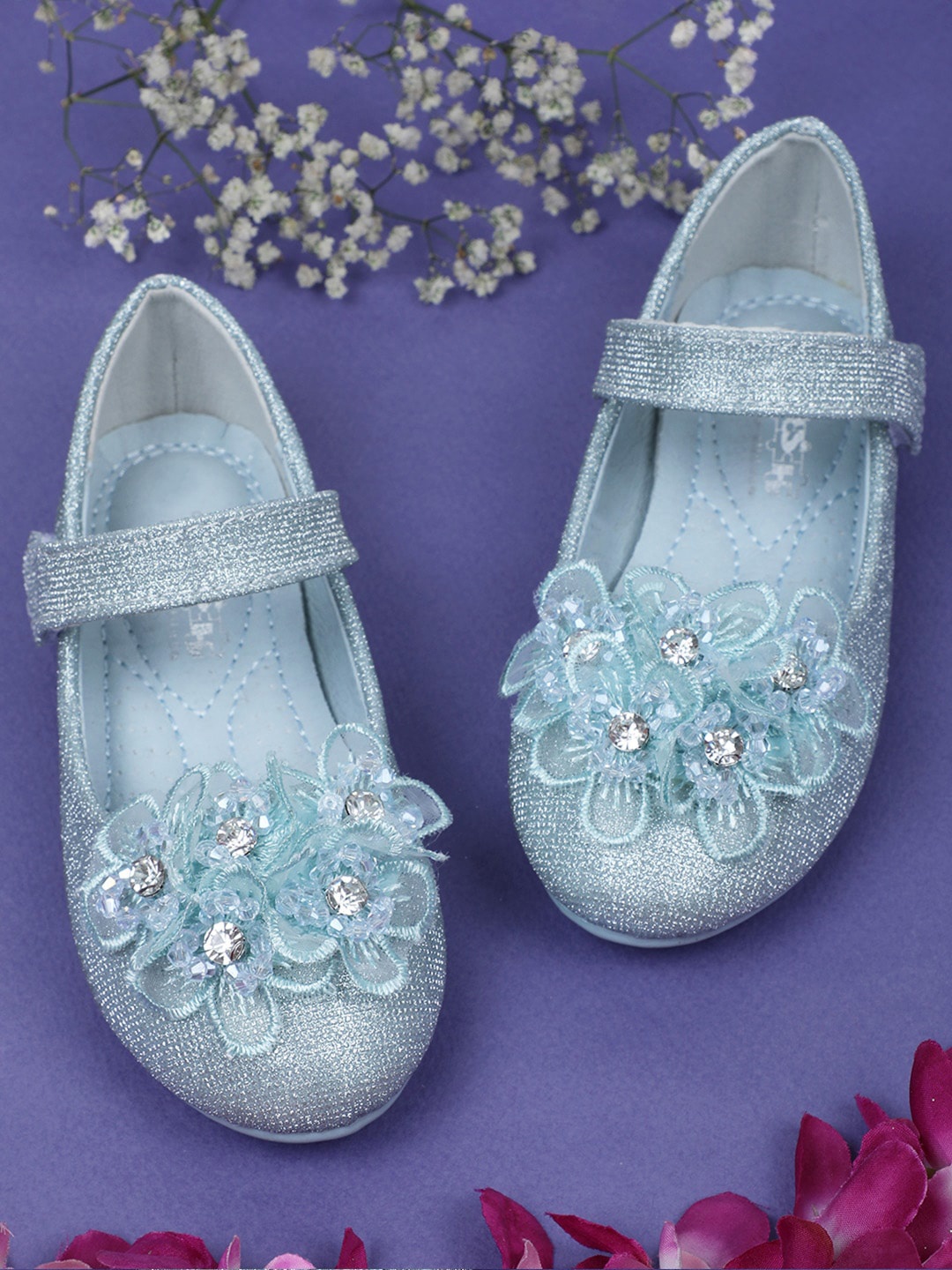 

Baby Moo Girls Embellished Party Ballerinas, Blue