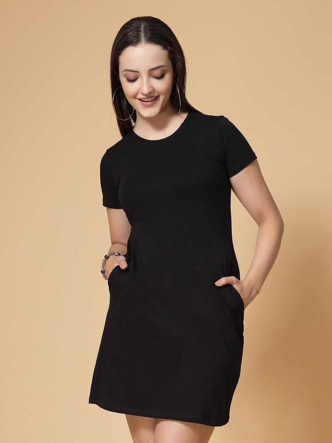 

KALINI Cotton T-shirt Dress, Black
