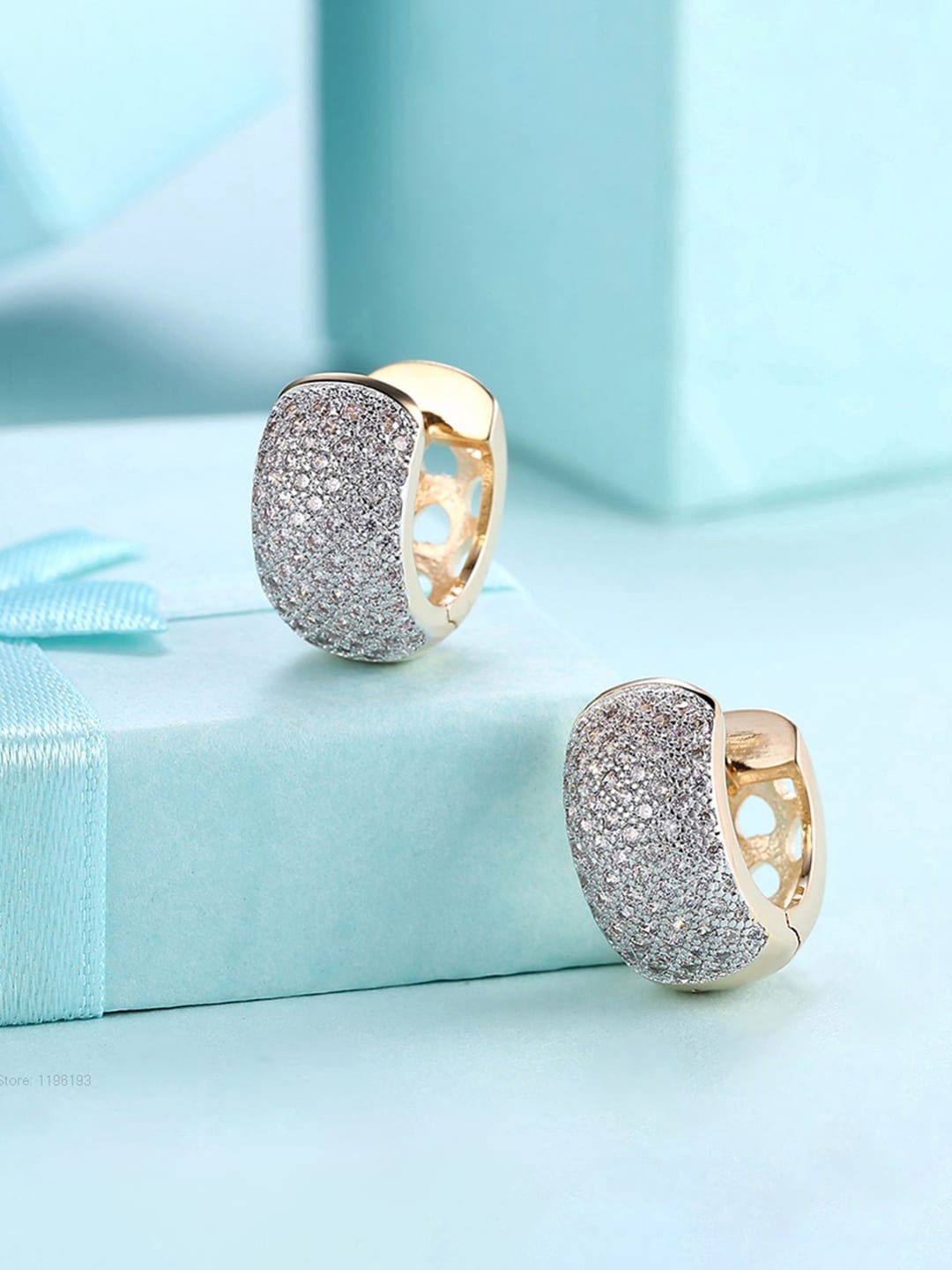 

Jewels Galaxy Gold-Plated American Diamond Studded Circular Half Hoop Earrings
