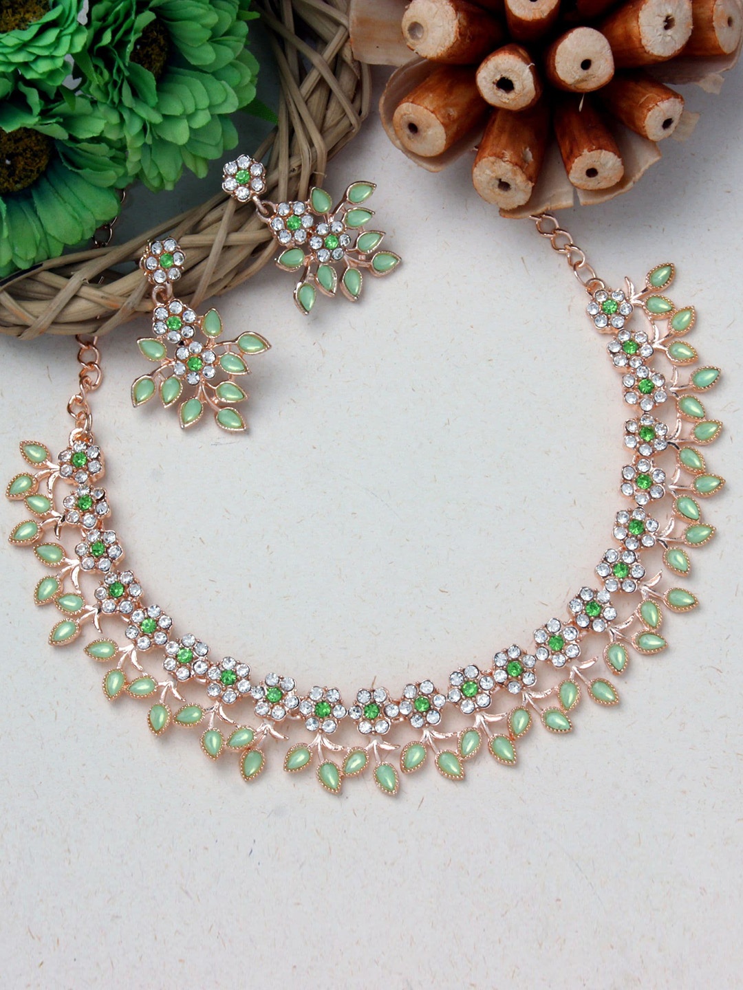 

Atasi International Gold-Plated Crystals Studded Jewellery Set