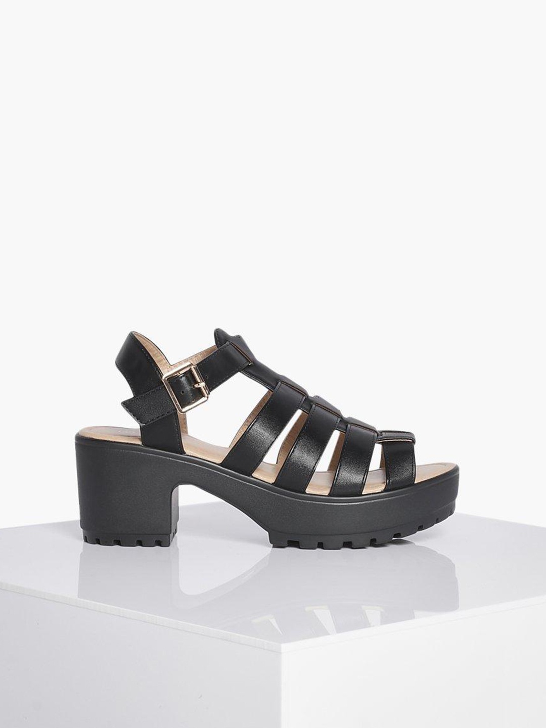 

Boohoo Strappy Block Heels, Black