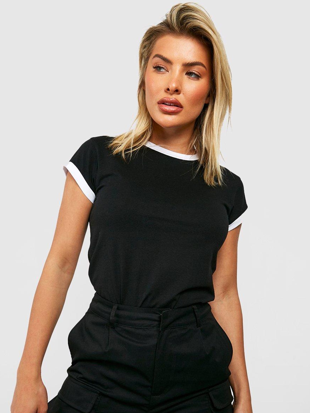 

Boohoo Fitted Cotton Top, Black