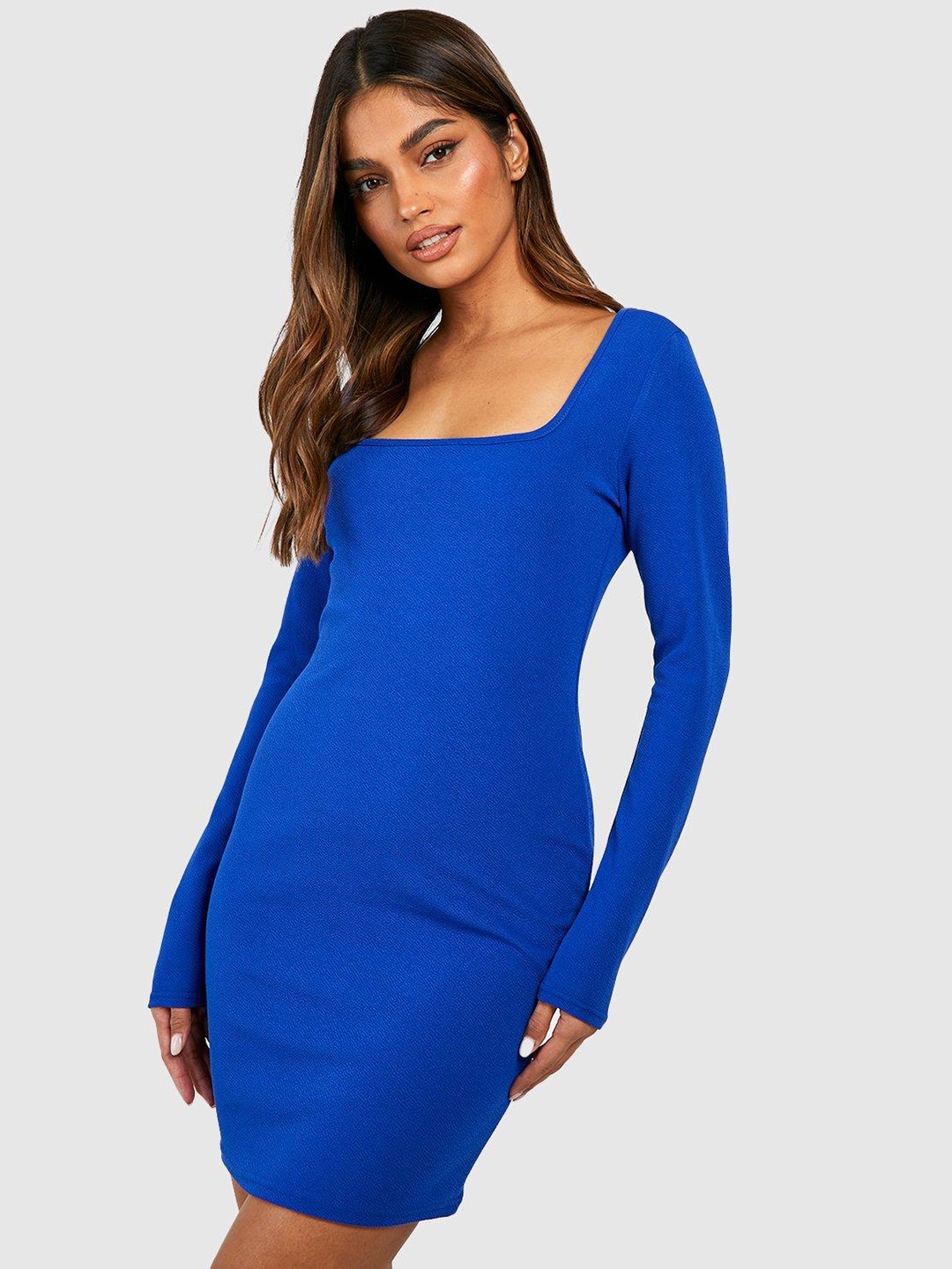 

Boohoo Square Neck Bodycon Mini Dress, Blue