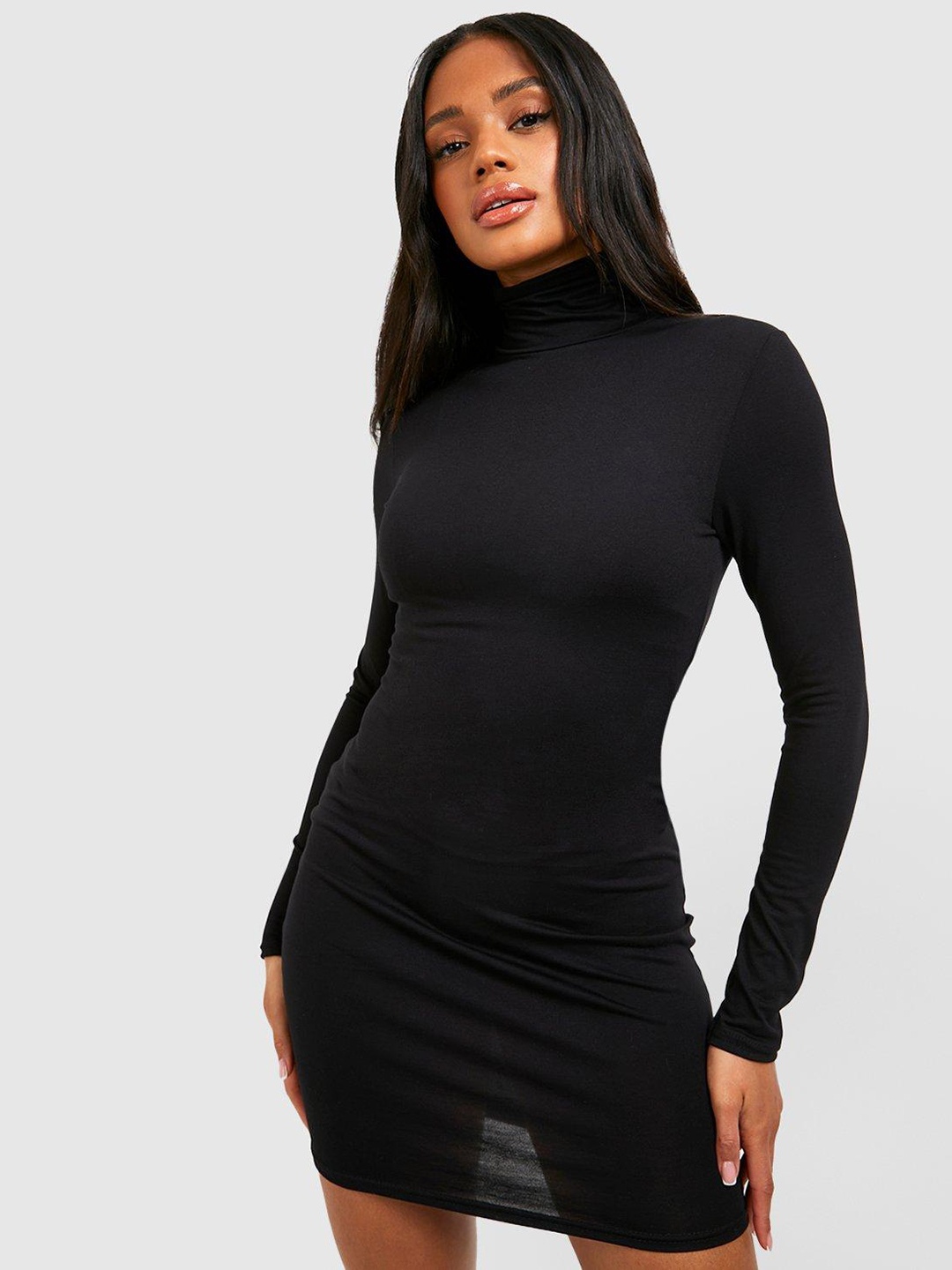 

Boohoo High Neck Bodycon Mini Dress, Black