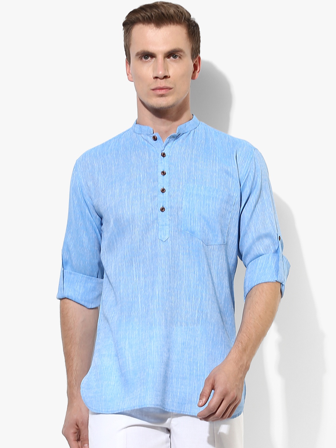 

Hangup Men Blue Solid Straight Kurta