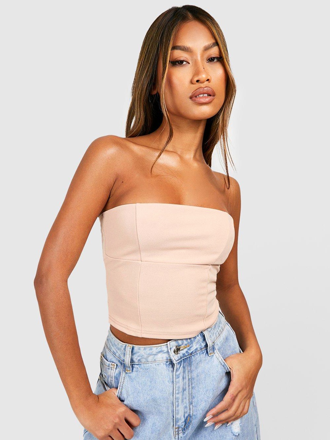 

Boohoo Bandeau Seam Detail Tube Top, Pink