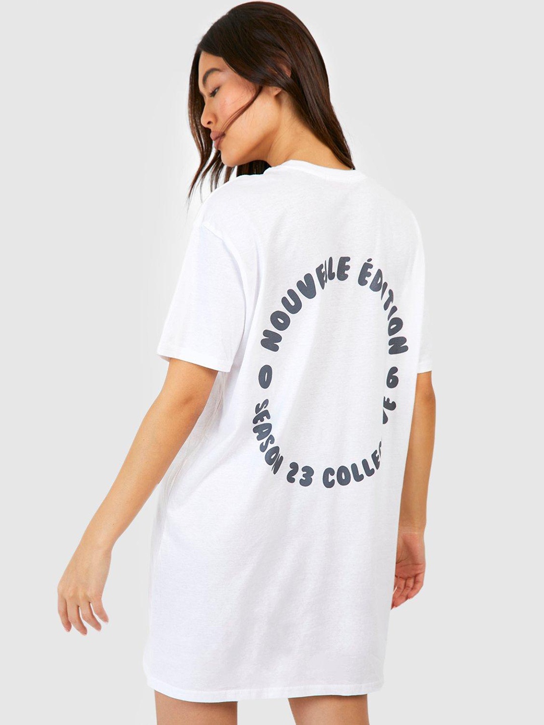 

Boohoo Pure Cotton Typography Printed T-shirt Dress, White