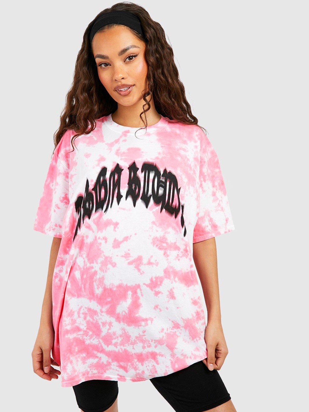 

Boohoo Tie and Dye Oversized T-shirt, Pink