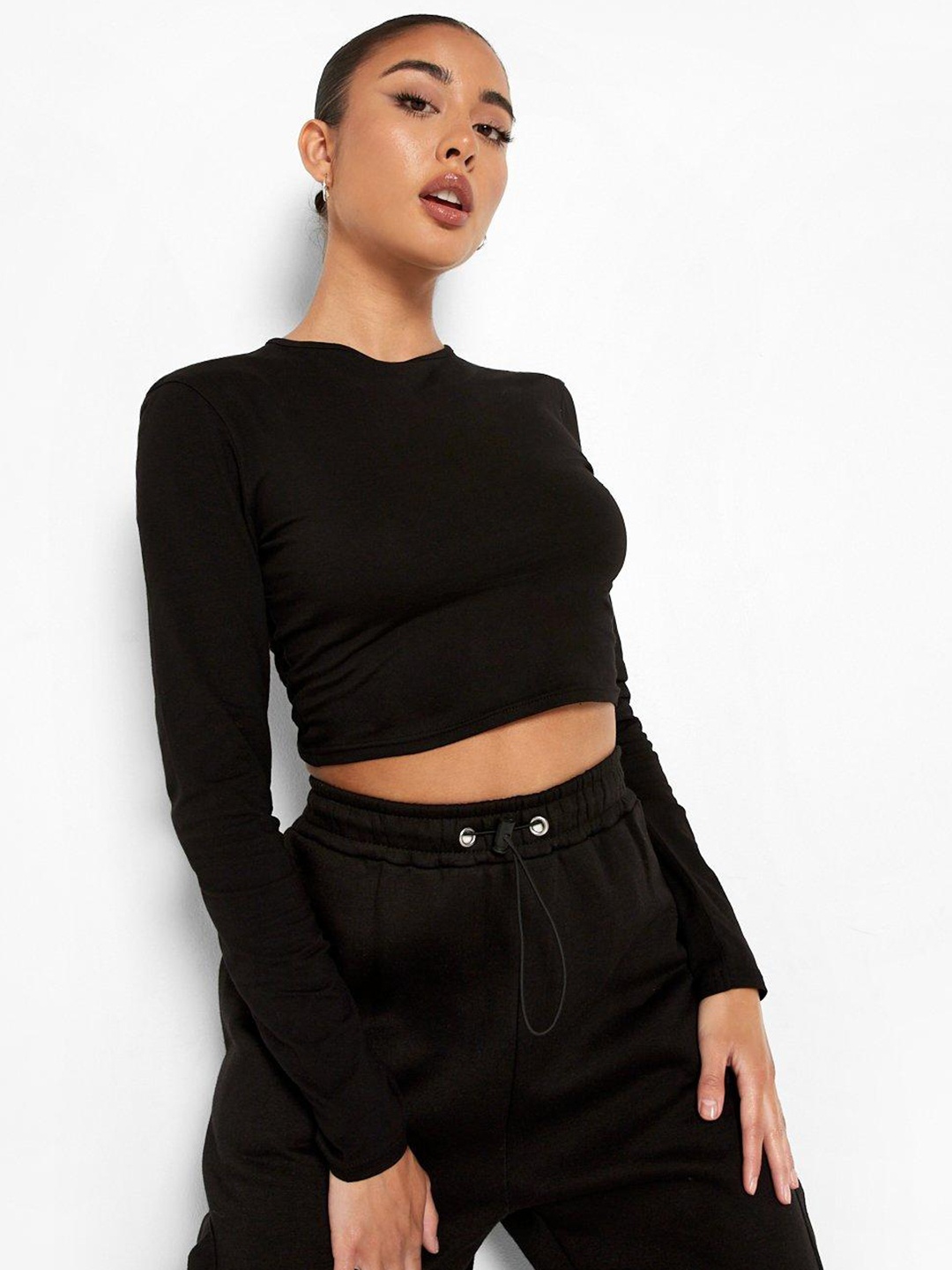 

Boohoo Fitted Crop Top, Black