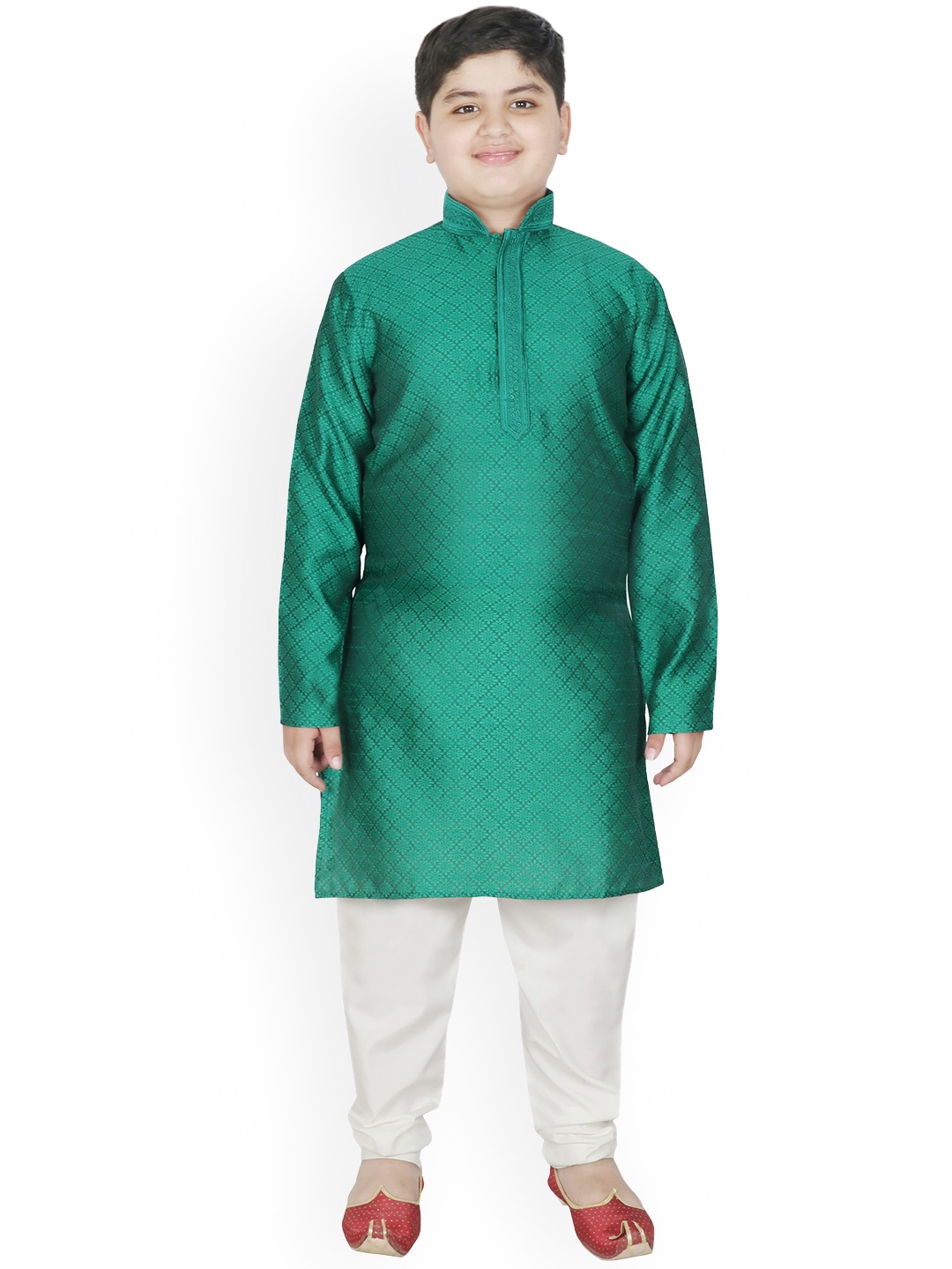 SG YUVRAJ Boys Floral Woven Design Kurta With Pyjamas, Green