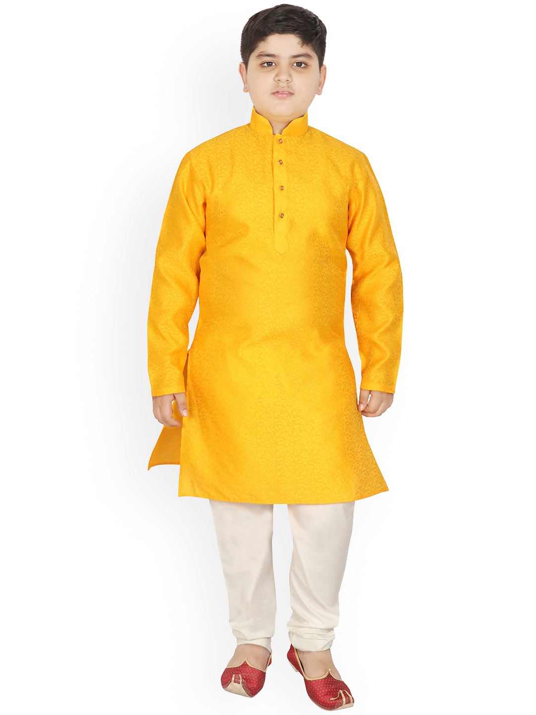 

SG YUVRAJ Boys Ethnic Motifs Woven Design Kurta With Pyjamas, Mustard