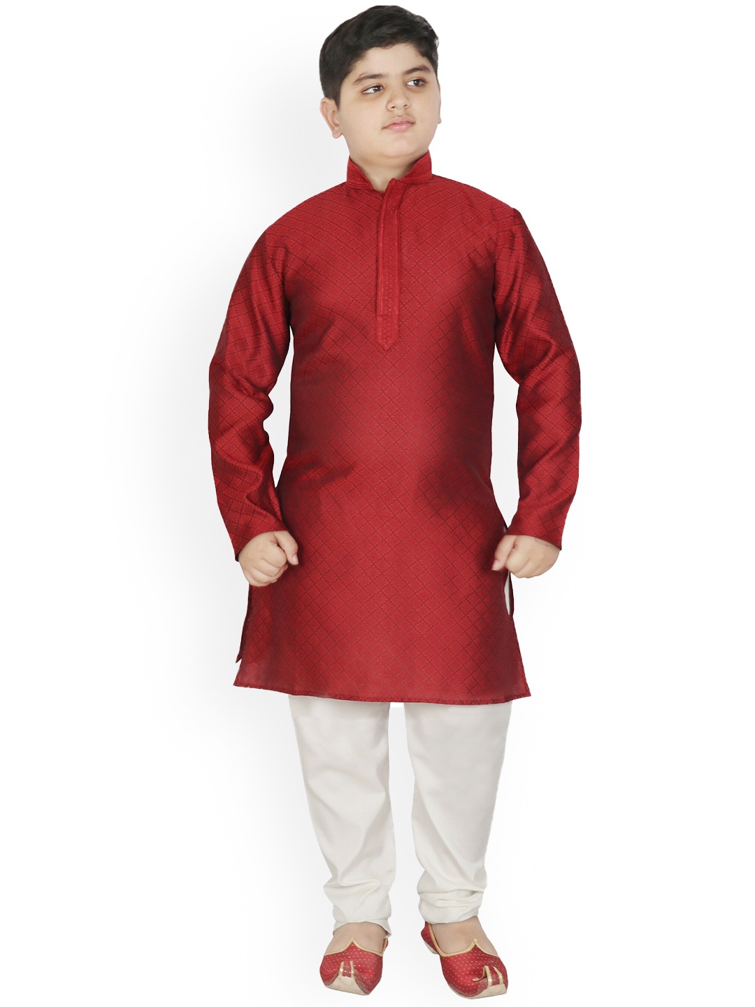 

SG YUVRAJ Boys Woven Design Regular Kurta With Pyjamas, Maroon