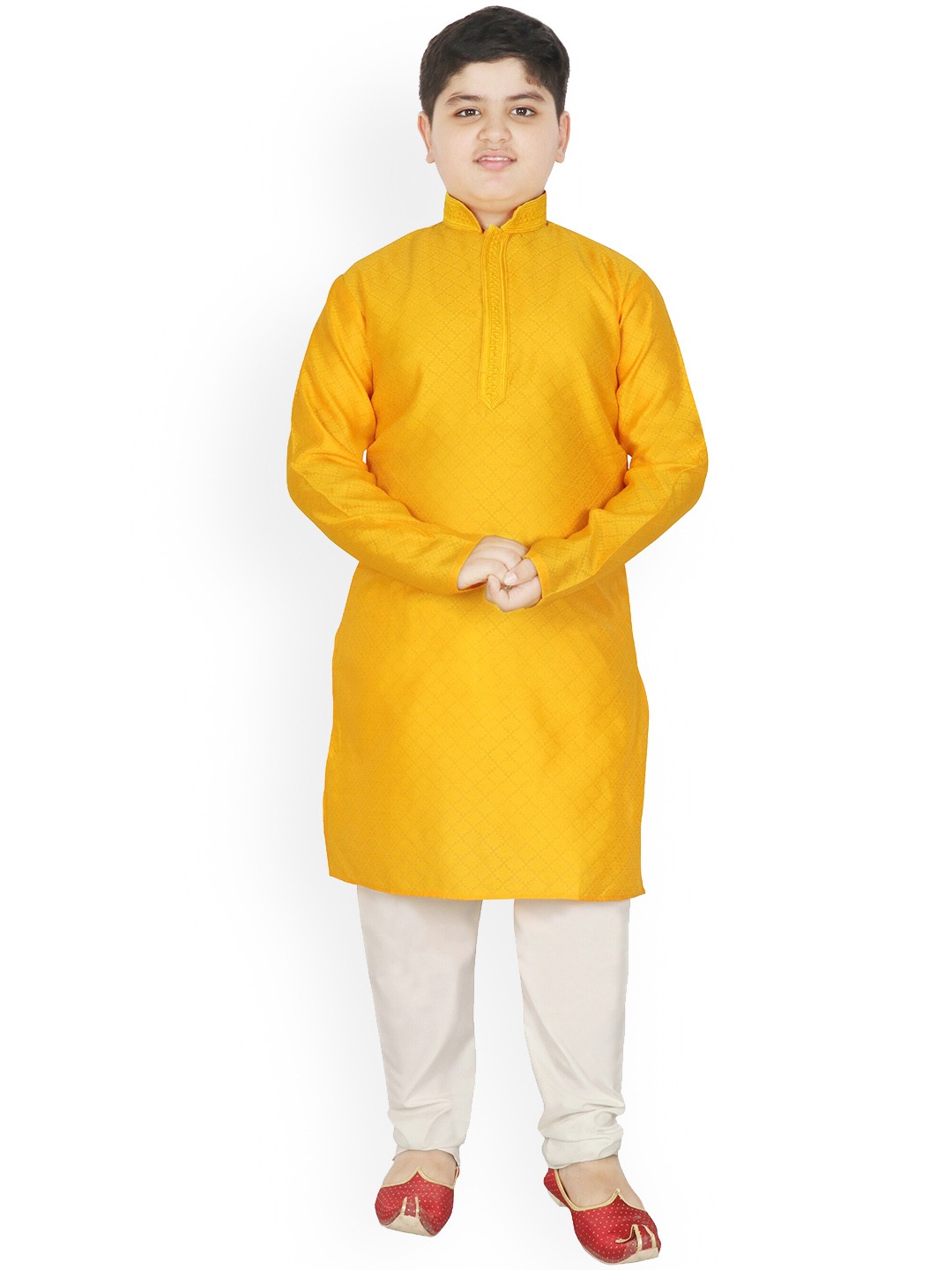 

SG YUVRAJ Boys Woven Design Regular Kurta With Pyjamas, Mustard