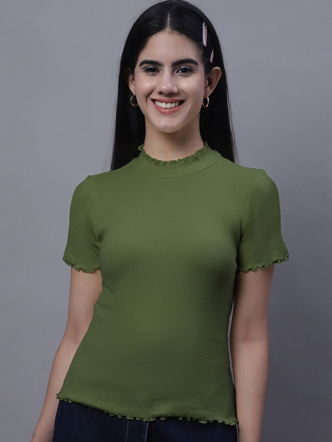 

FBAR Turtle Neck Cotton Fitted Top, Olive