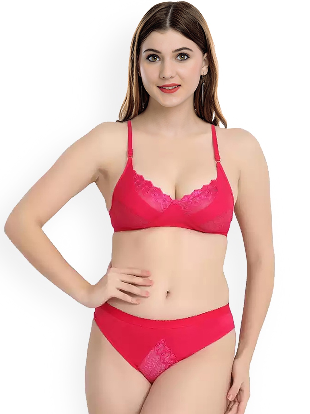 Aamarsh Lace Non-Padded Cotton Lingerie Set AP_R_Mia Set_Blue_30-Blue, Red