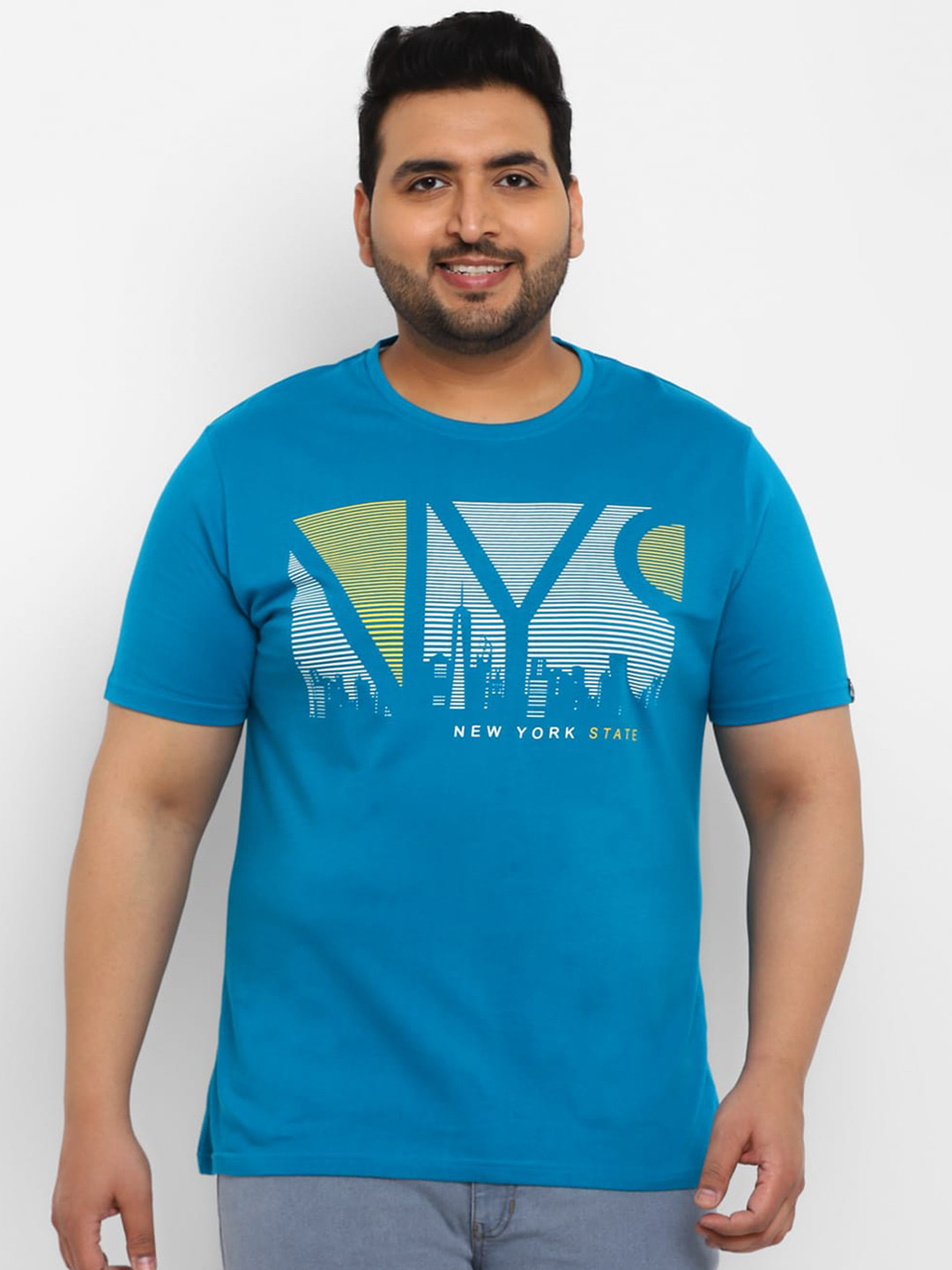 

Urbano Plus Graphic Printed Pure Cotton T-shirt, Blue