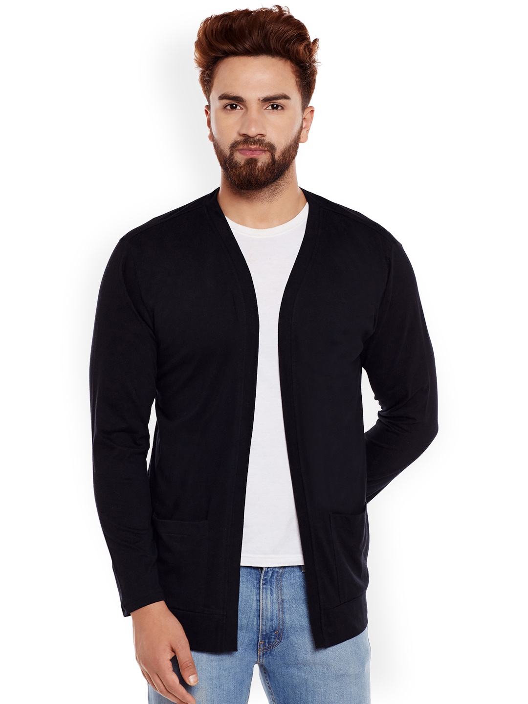 CHILL WINSTON Black Solid Open Front Shrug