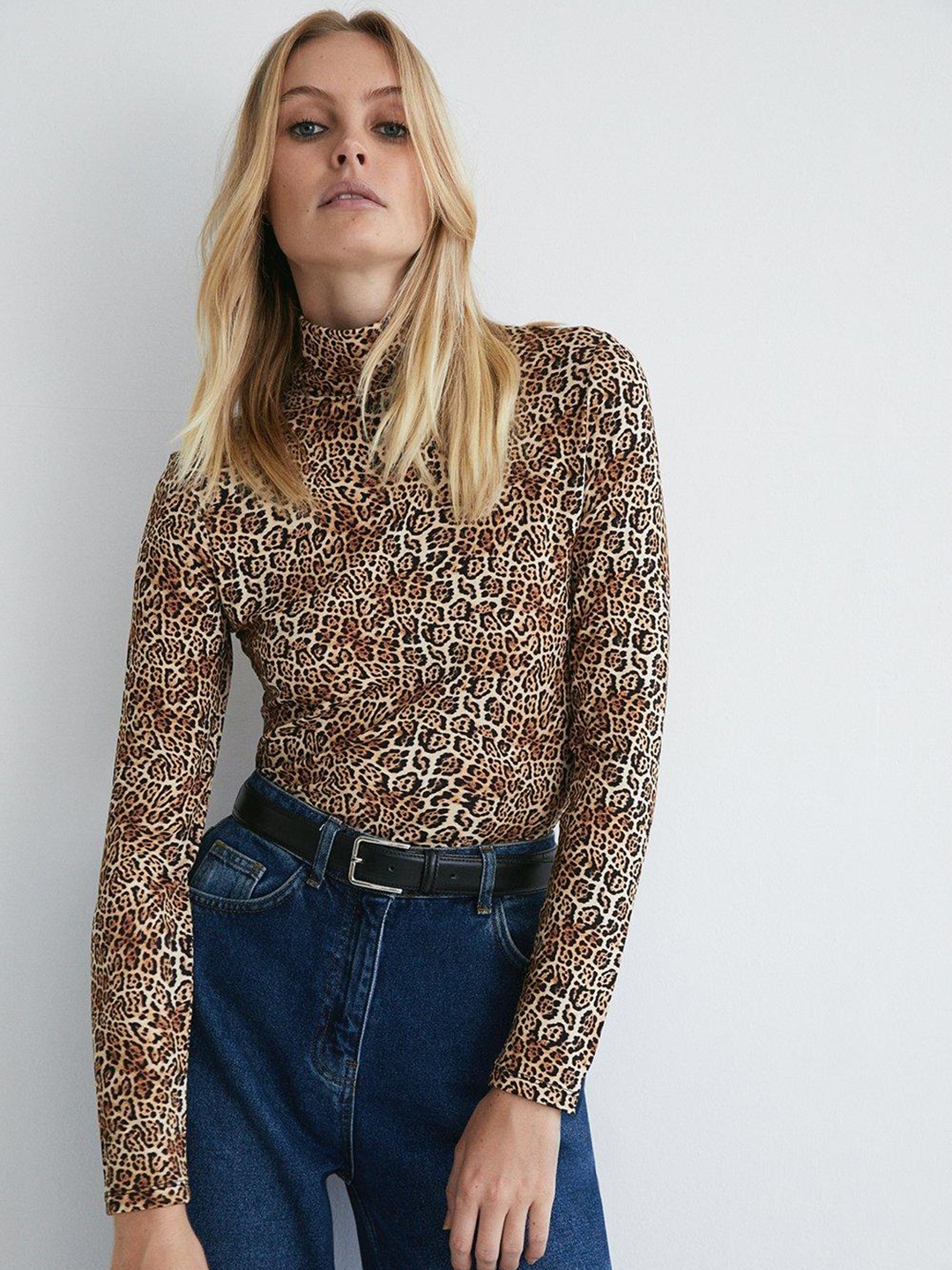 

WAREHOUSE Brown & Beige Animal Print Top