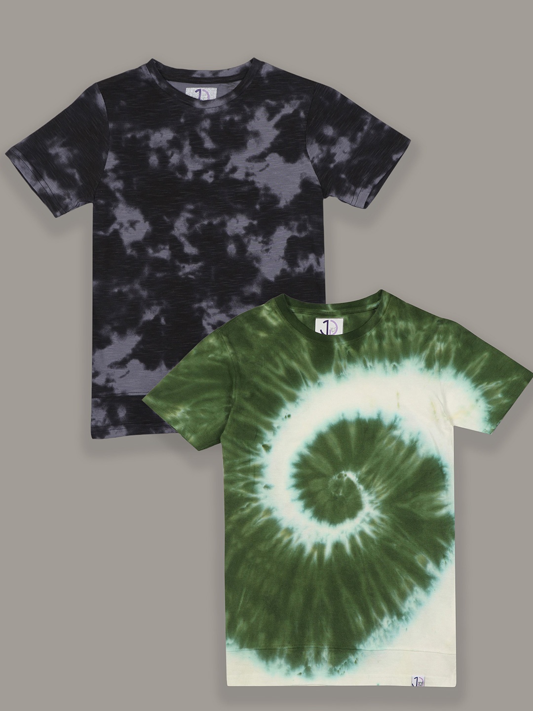 

Jumping Joey Boys Pack Of 2 Tie & Dyed Pure Cotton T-shirt, Black