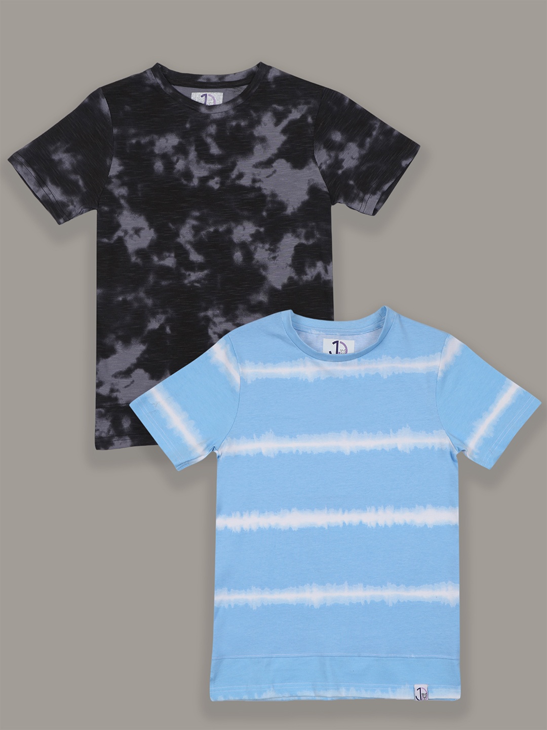 

Jumping Joey Boys Pack Of 2 Tie & Dyed Pure Cotton T-shirt, Black