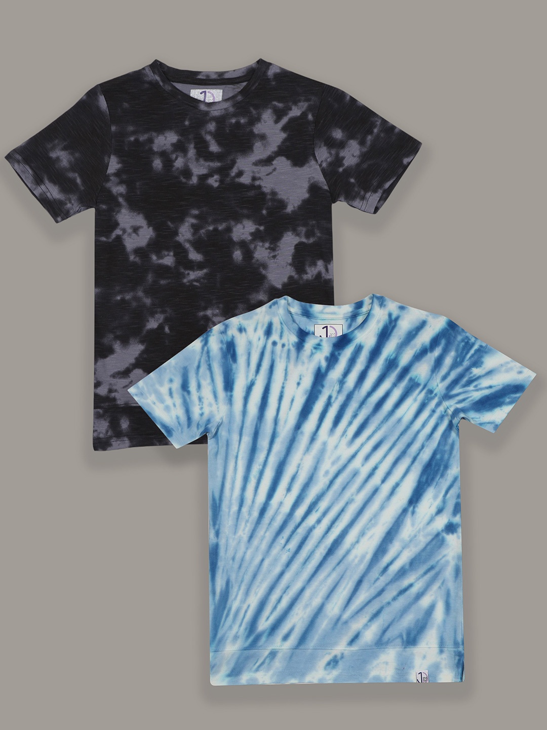 

Jumping Joey Boys Pack Of 2 Tie & Dyed Pure Cotton T-shirt, Black