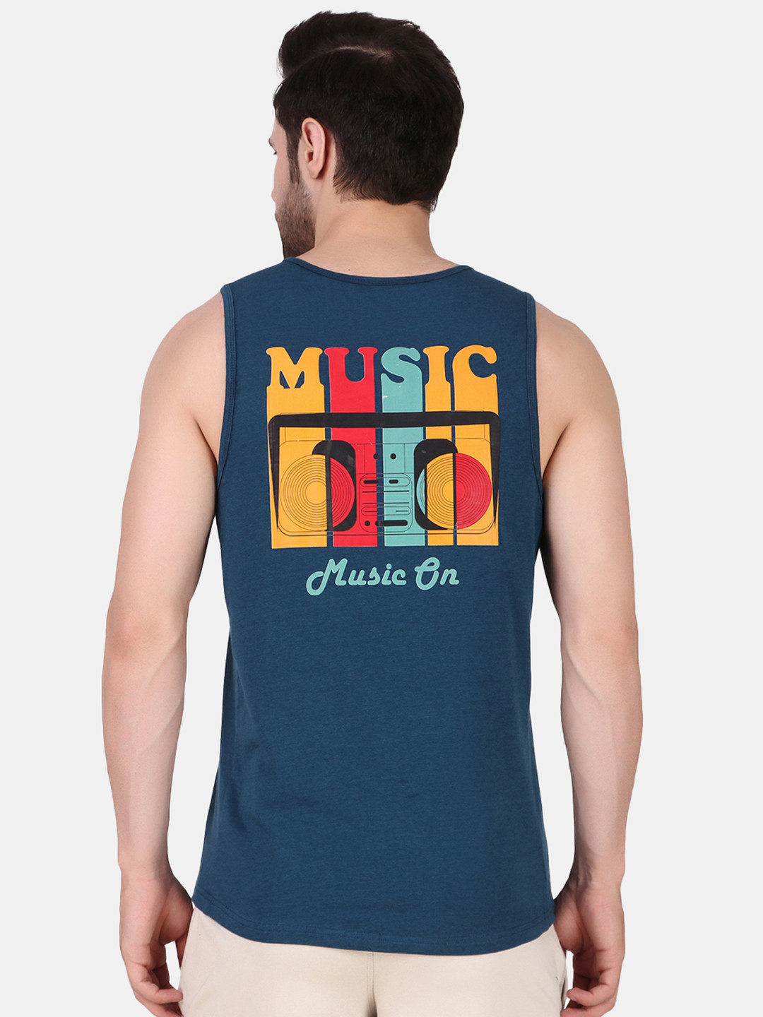 

FREECULTR Typography Printed Anti Odor Anti Microbial Gym Vest, Teal