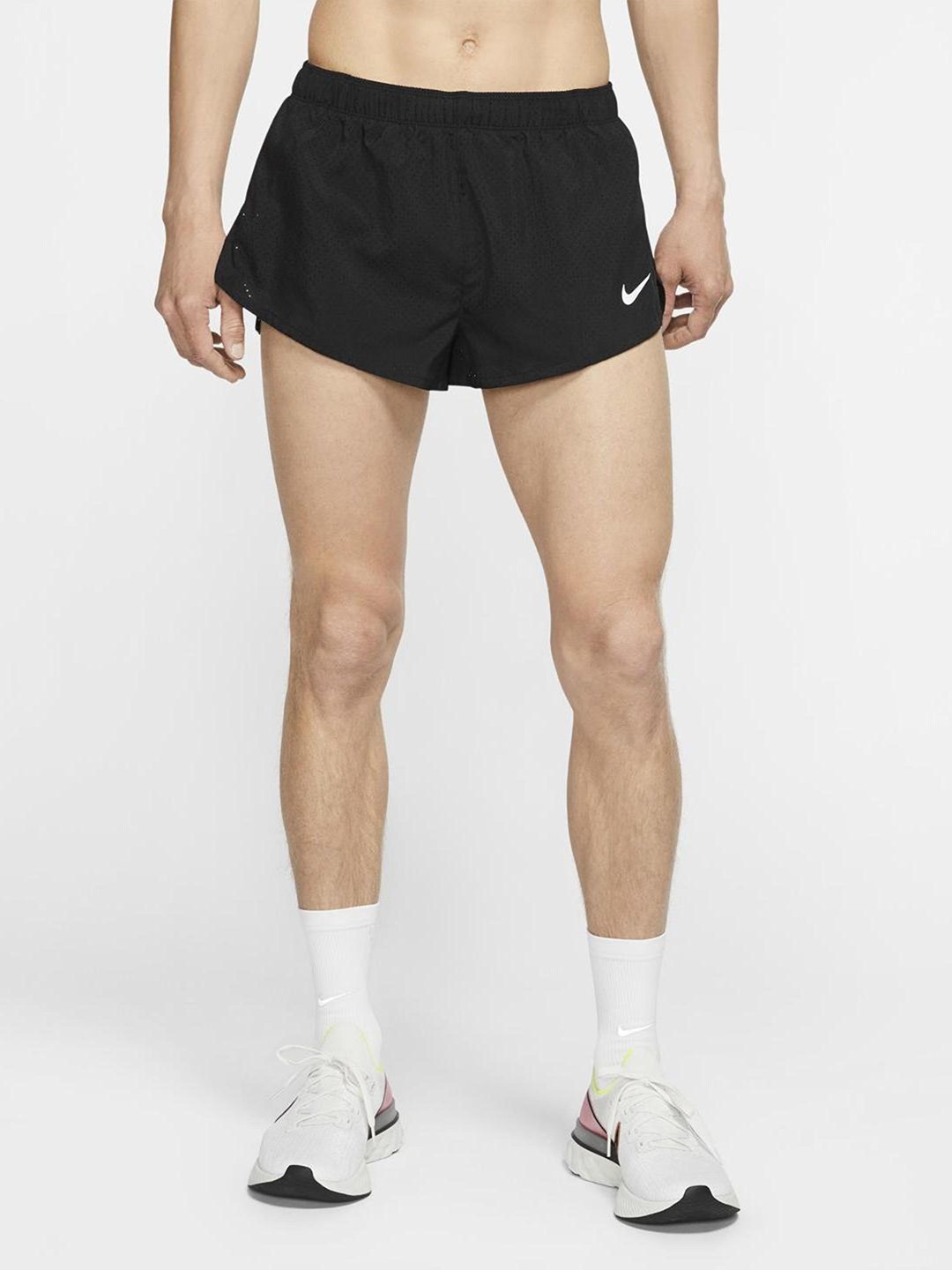 Nike Men Brand Logo Printed Fast Running Sports Shorts, Black